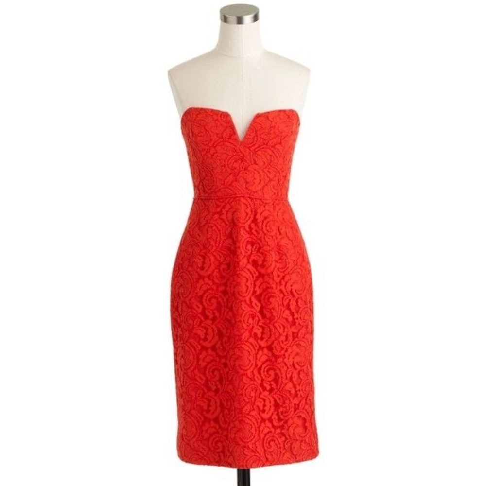 J Crew Leavers lace strapless dress
